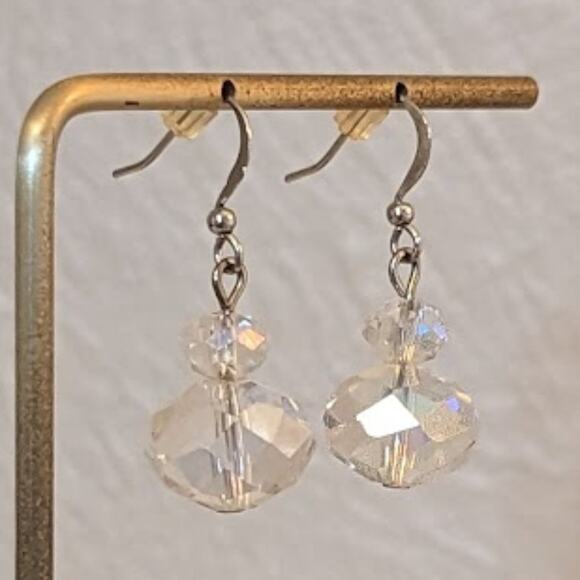 Glass Crystal AB Dangle Earrings - Picture 3 of 4